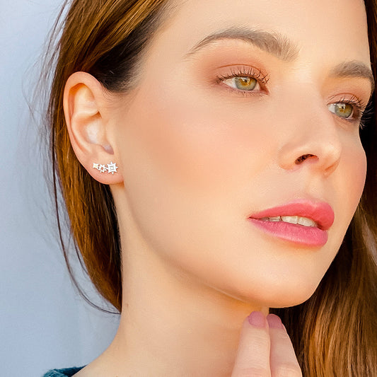 Brinco Ear Cuff Twinkle em Prata com Diamante - JFY