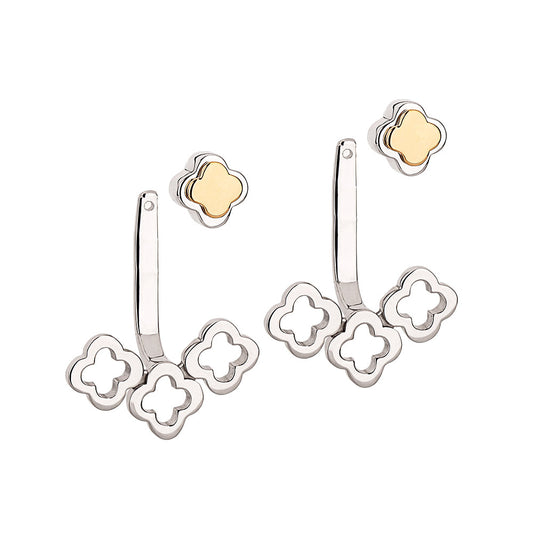 Brinco Romantic em Pratacom com detalhe em Ouro Amarelo - JFY