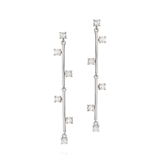 Brinco Sparkles em Prata com Topázios Brancos - JFY