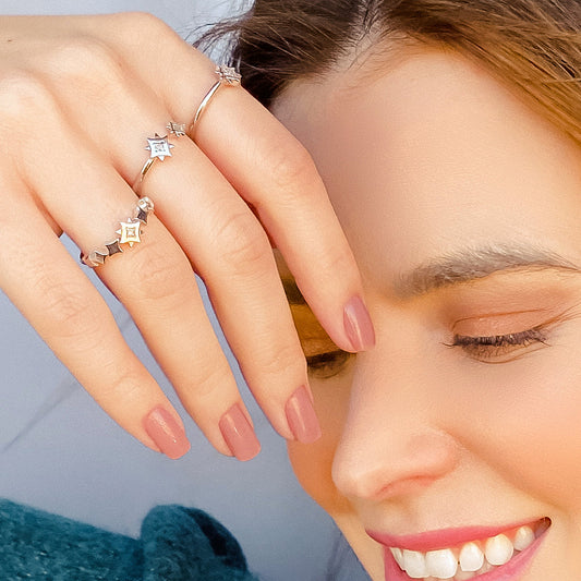 Anel Twinkle Estrelas em Prata com Diamante