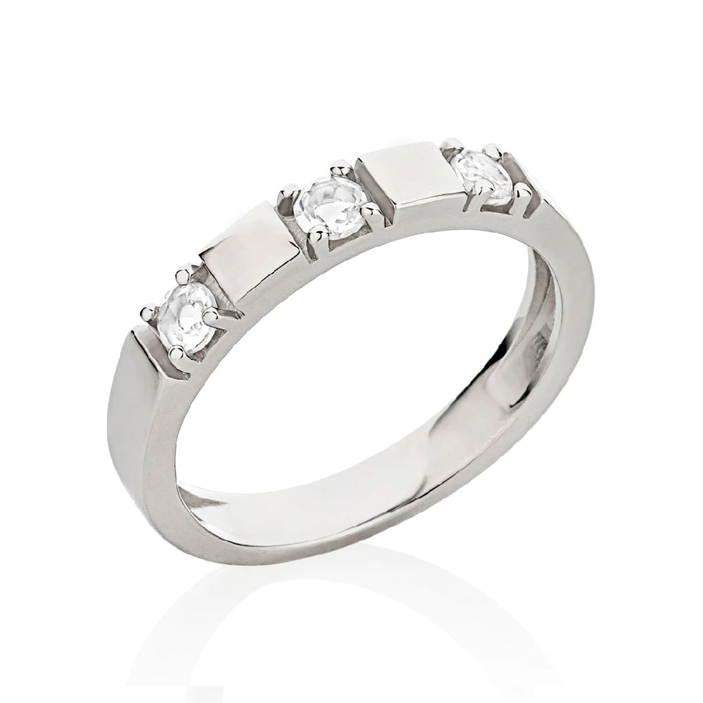 Anel Sparkles em Prata com Topázio Branco