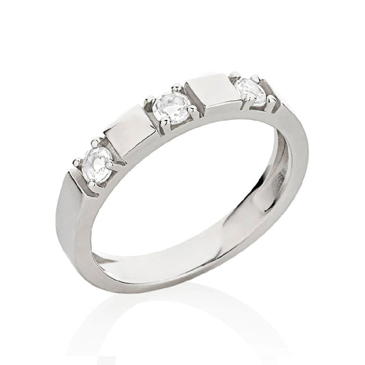 Anel Sparkles em Prata com Topázio Branco