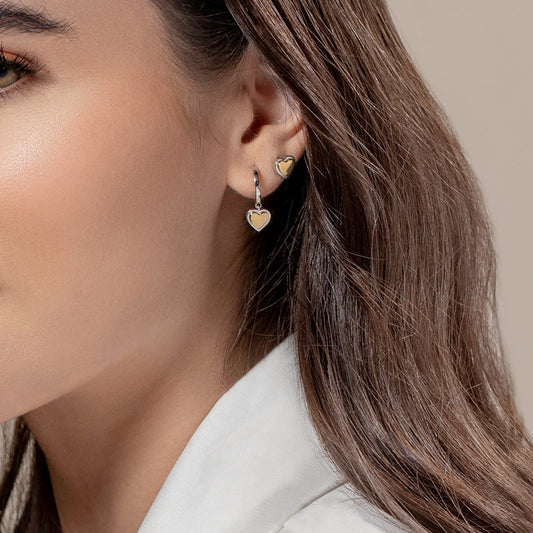 Brinco Romantic em Prata com detalhe em Ouro Amarelo - JFY