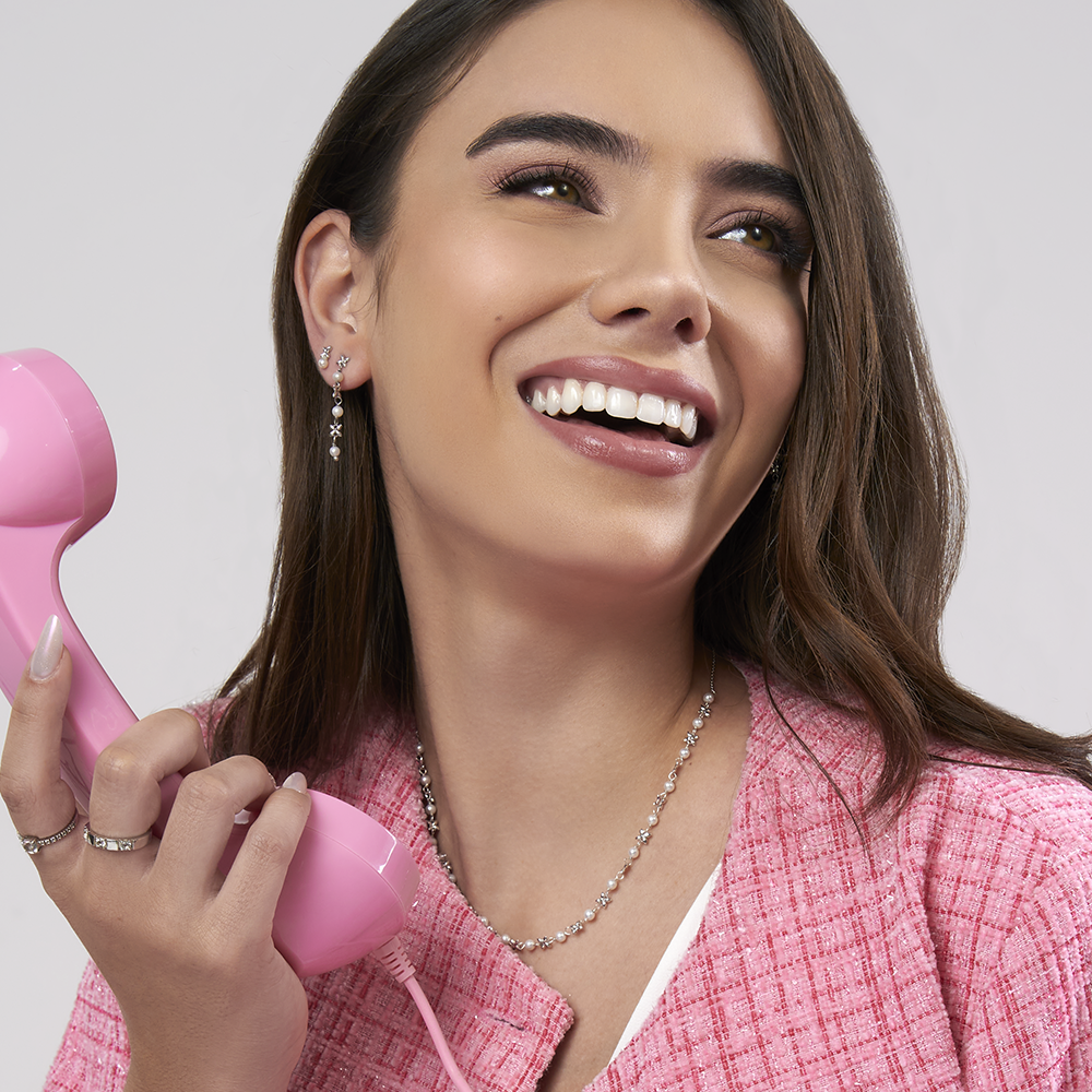 Brinco Jasmim com Pérolas em Prata Médio