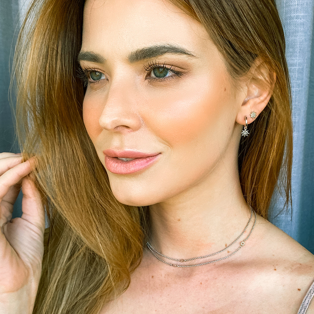 Brinco Twinkle em Prata com Diamante