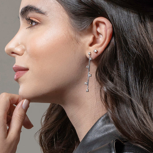 Brinco Sparkles em Prata com Topázio Branco