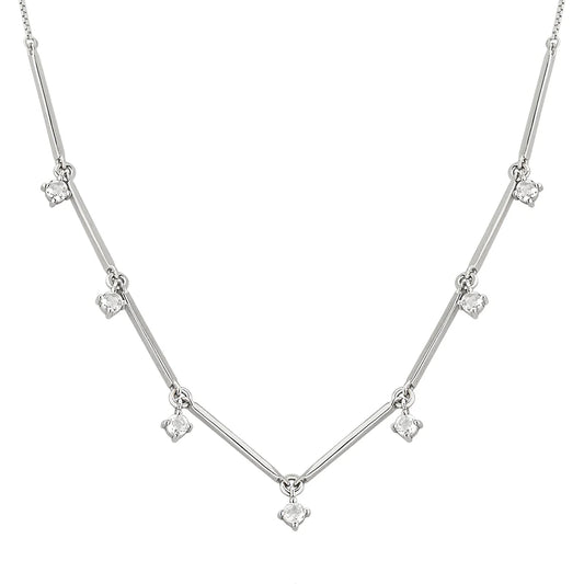 Colar Sparkles em Prata com Topázios Brancos - JFY