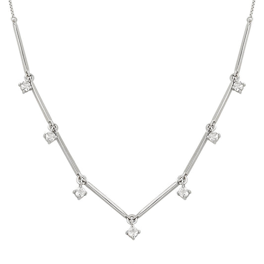 Colar Sparkles em Prata com Topázios Brancos - JFY