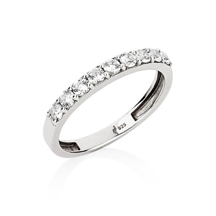 Meia Aliança Colorful em Prata com Topázio Branco