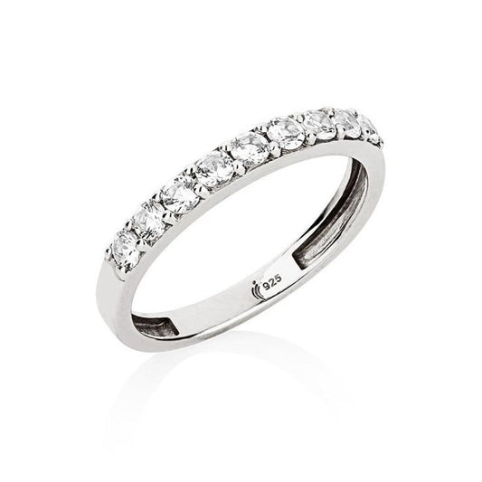 Meia Aliança Colorful em Prata com Topázio Branco - JFY