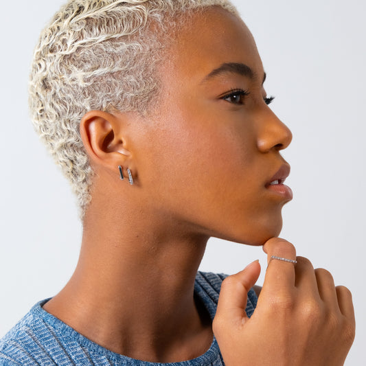 Brinco Trinity em Prata e Topázio Branco