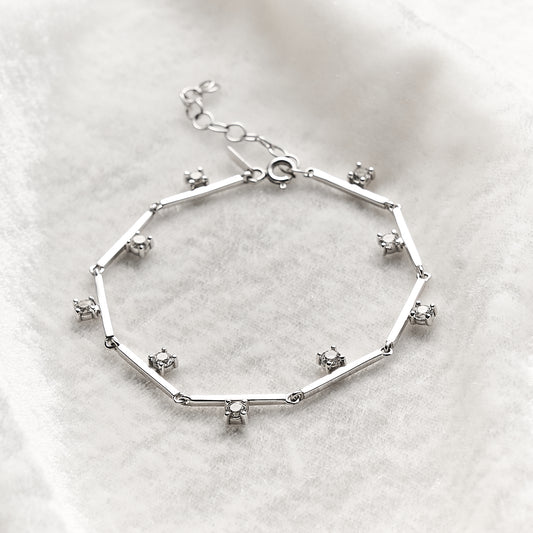 Pulseira Sparkles em Prata com Topázios Brancos