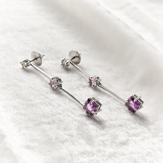 Brinco Colorful com Ametistas Longo