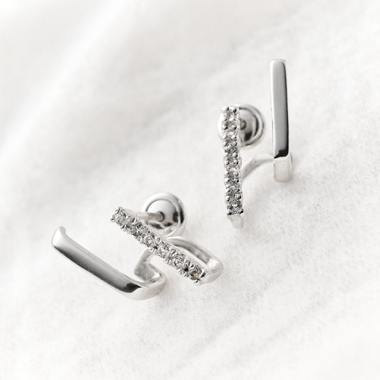 Brinco Trinity em Prata e Topázio Branco