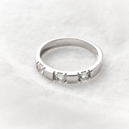 Anel Sparkles em Prata com Topázio Branco