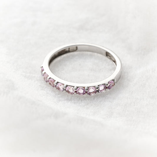 Meia Aliança Colorful em Prata com Ametista