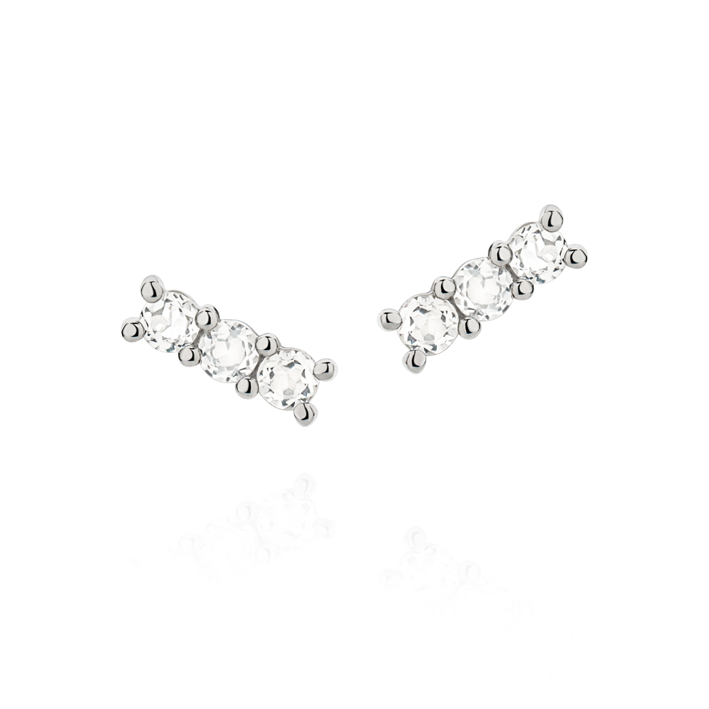 Brinco Sparkles em Prata com Topazios Brancos - JFY