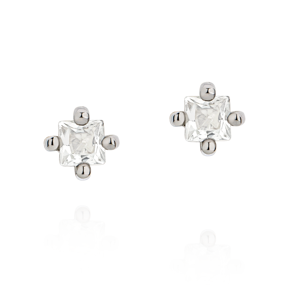 Brinco Sparkles em Prata com Topázio Branco