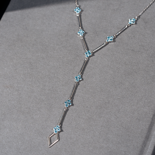 Colar Topázio SKY Prata Estilo Gravata