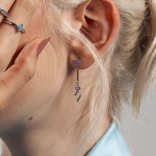 Brinco Ametista Prata Médio