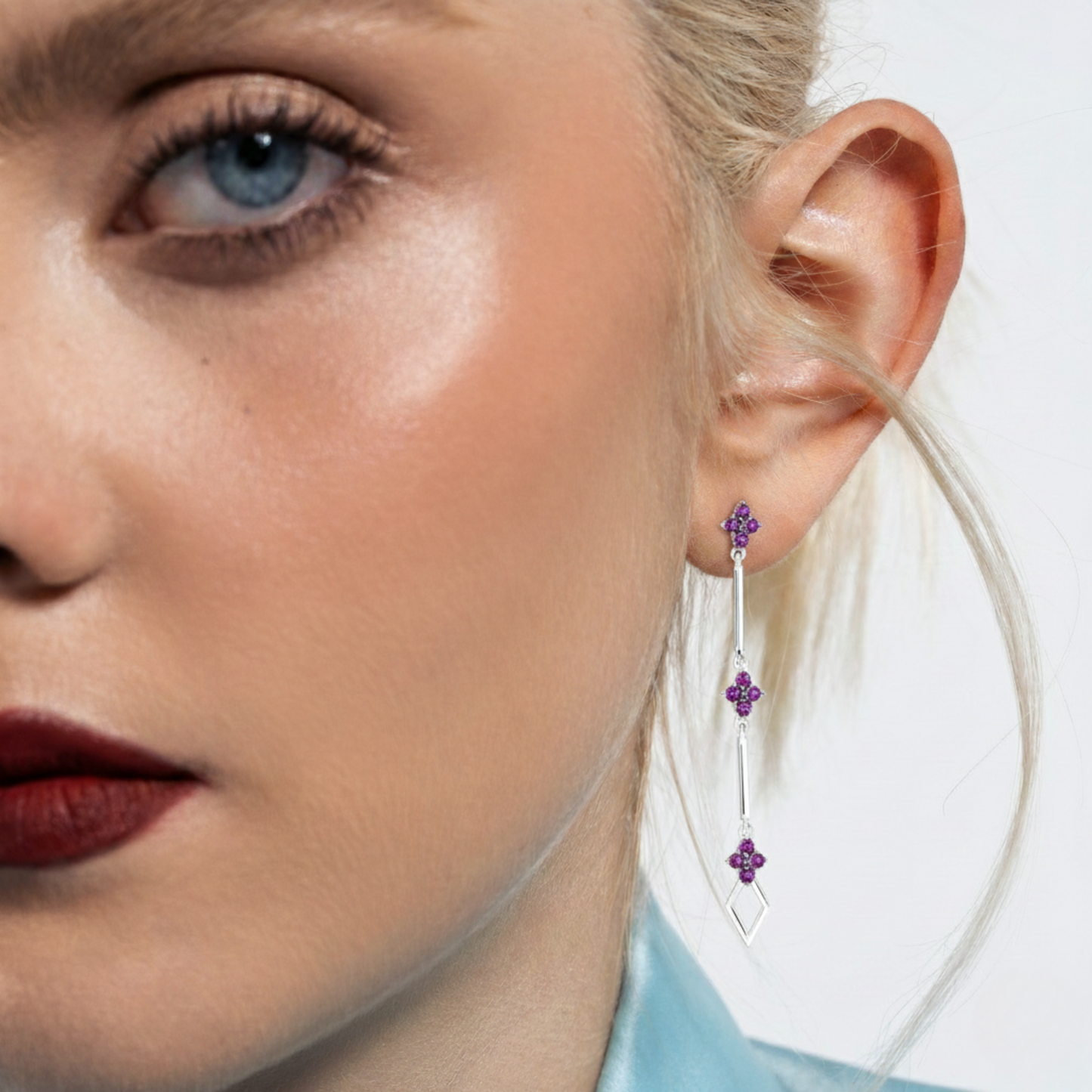 Brinco Ametista Prata