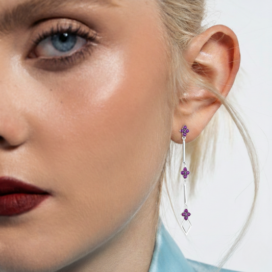 Brinco Ametista Prata