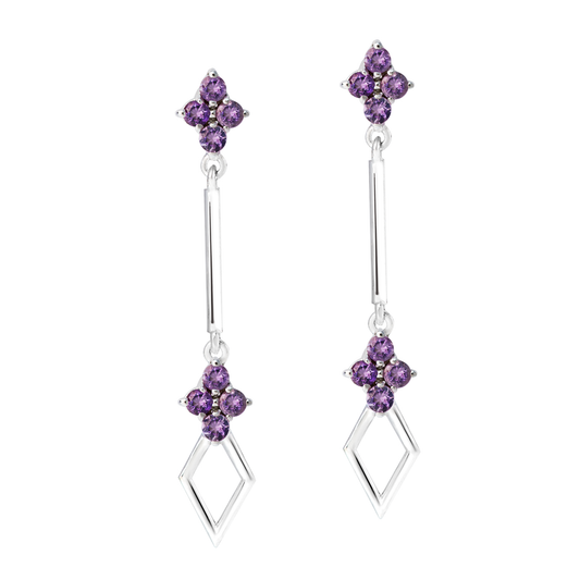 Brinco Ametista Prata Médio