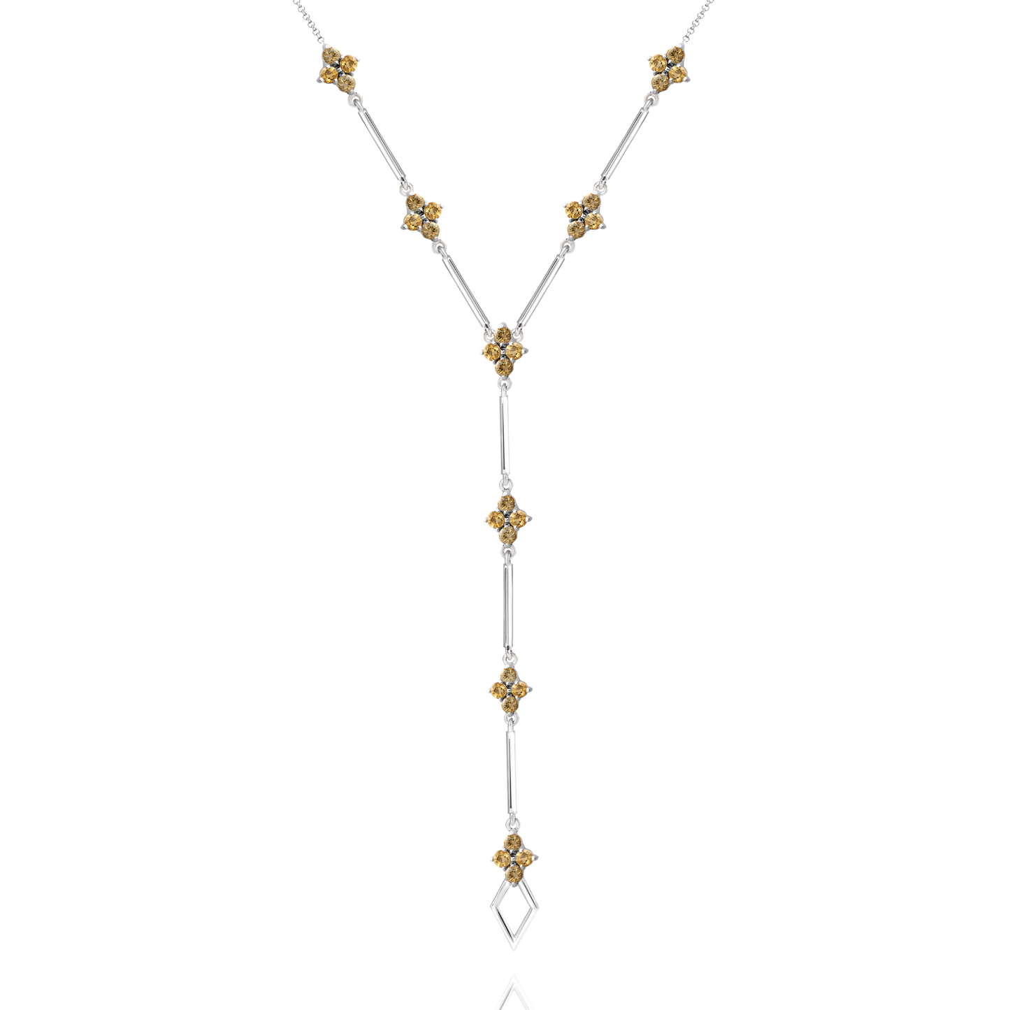 Colar Citrino Prata Estilo Gravata