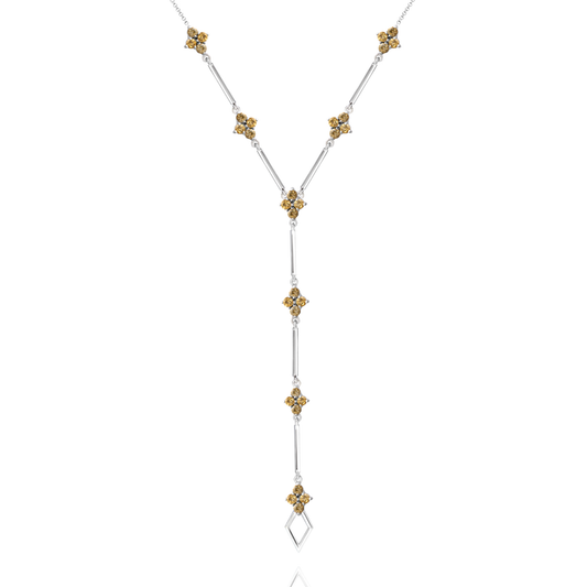 Colar Citrino Prata Estilo Gravata