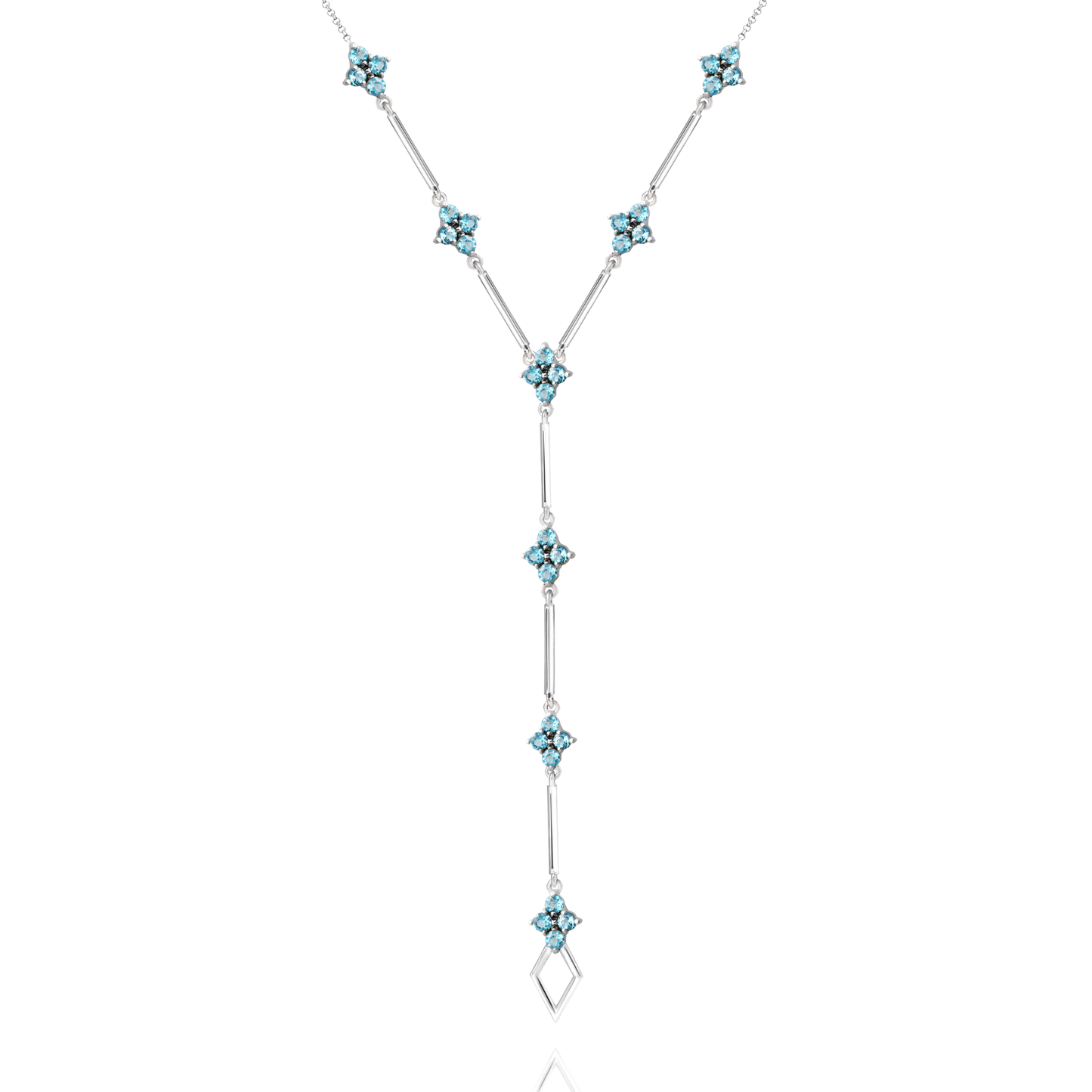 Colar Topázio SKY Prata Estilo Gravata