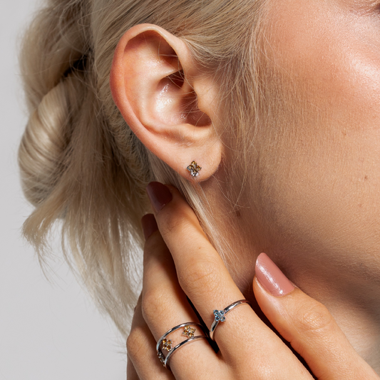 Brinco Citrino Prata Aplique