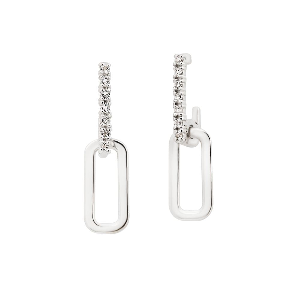 Brinco Trinity em Prata e Topázio Branco