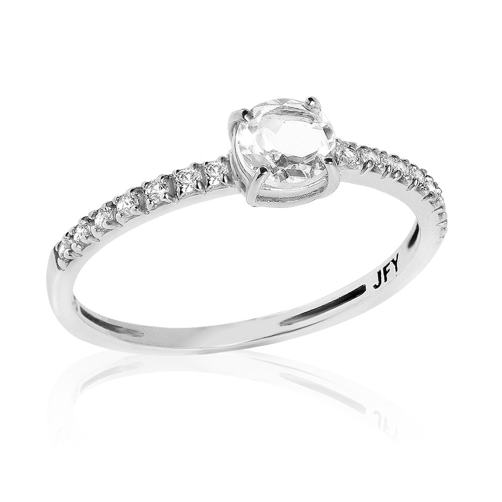 Anel Classy em Prata com Topázio Branco Solitário