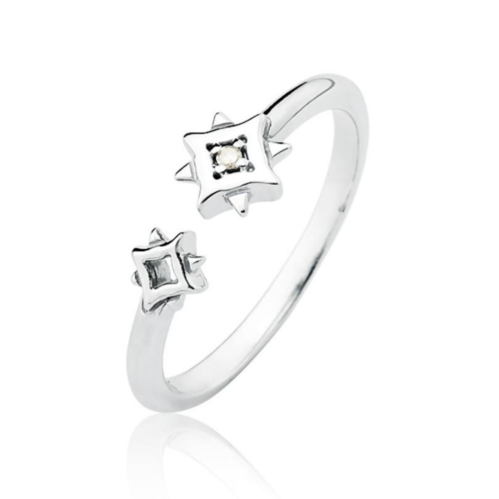Anel Twinkle em Prata com Diamante Duas Estrelas
