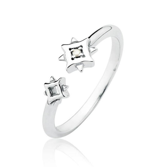 Anel Twinkle em Prata com Diamante Duas Estrelas