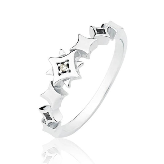 Anel Twinkle Estrelas em Prata com Diamante