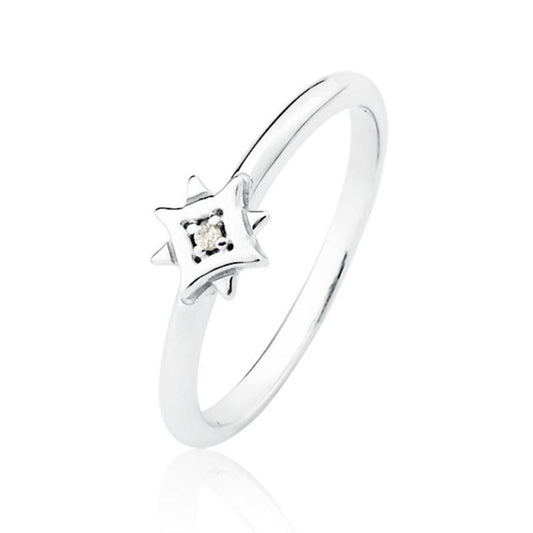 Anel Twinkle em Prata com Diamante Estrela Solitário