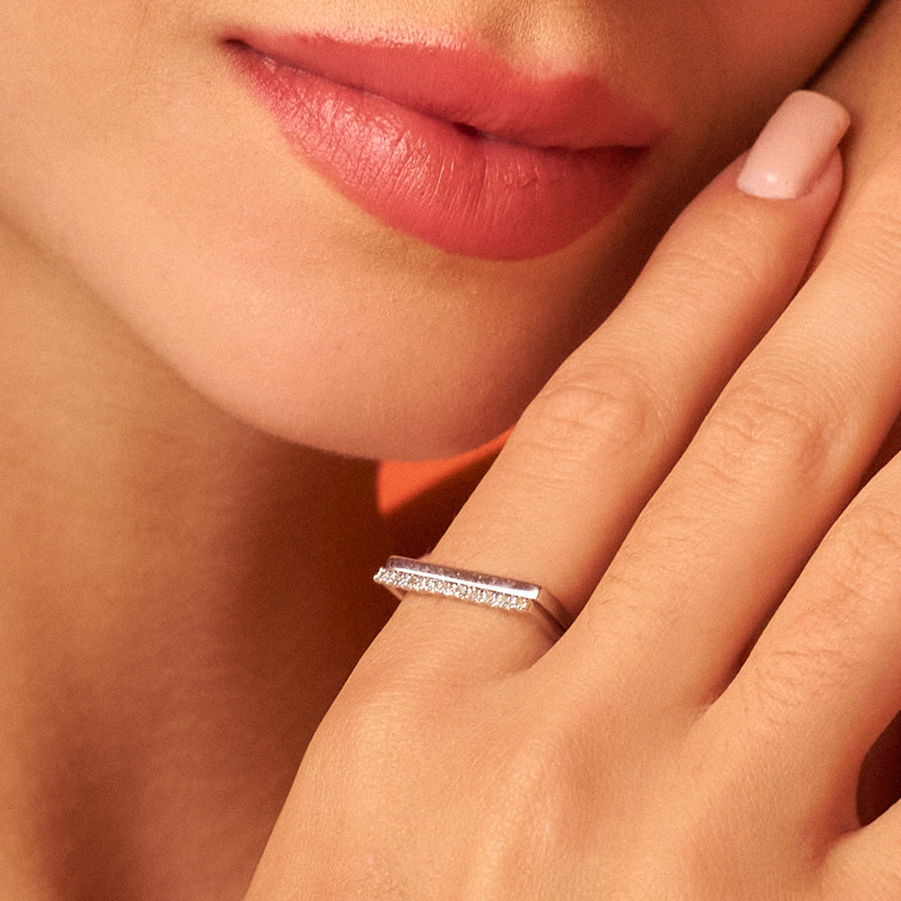 Anel Quadrado Trinity em Prata