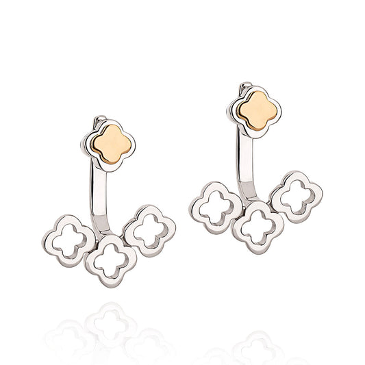 Brinco Romantic em Pratacom com detalhe em Ouro Amarelo - JFY