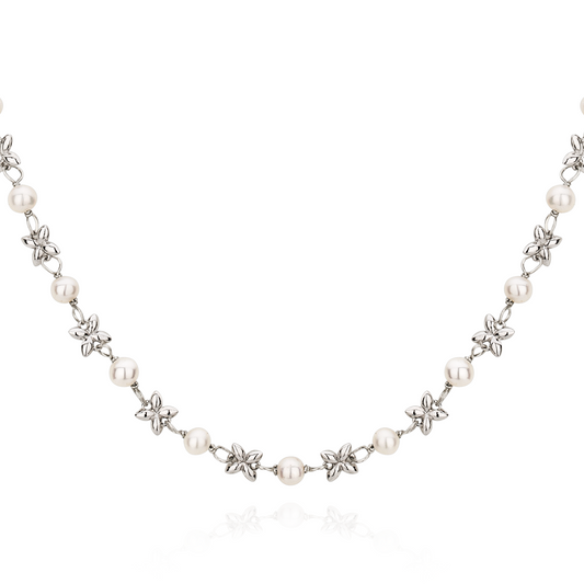 Colar Jasmim com Pérolas em Prata -Just For You