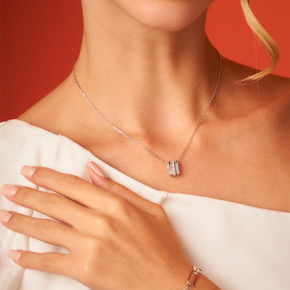 Colar Trinity em Prata e Topázio Branco