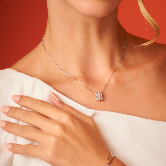 Colar Trinity em Prata e Topázio Branco